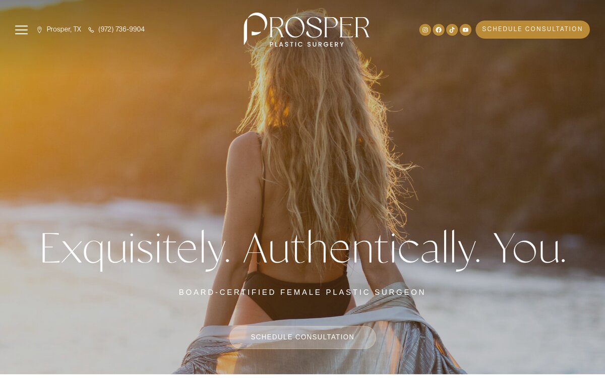Prosper Plastic Surgery homepage